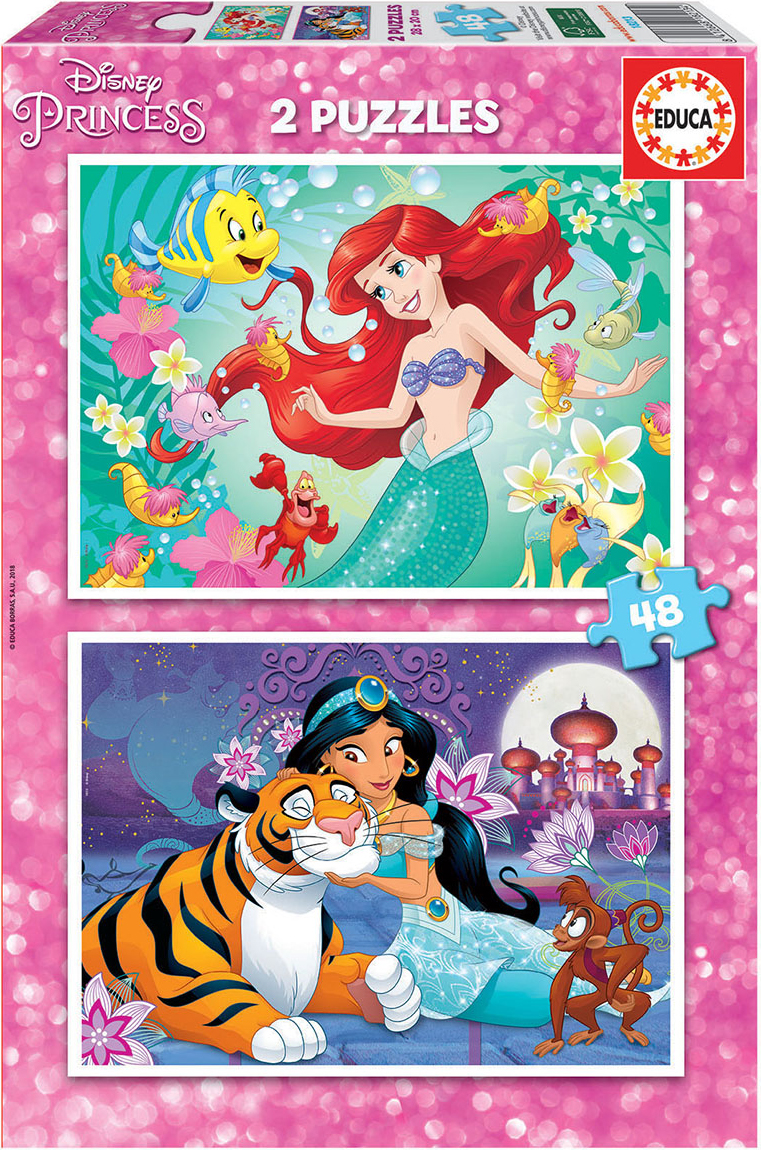 Puzzle Educa din 2 x 48 de piese - Ariel, Jasmin