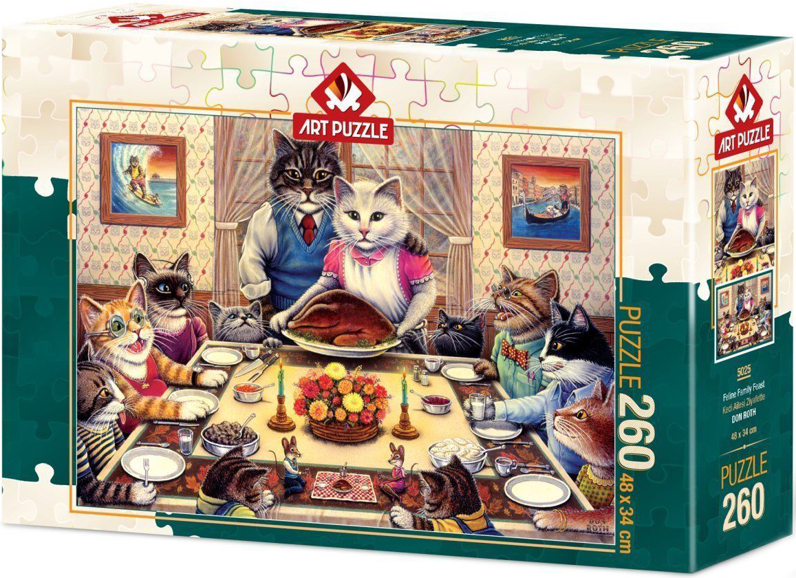 Puzzle Art Puzzle din 260 de piese - Cat Family At Banquet