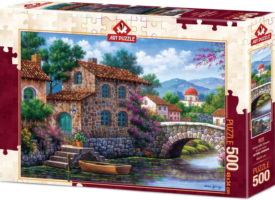 Puzzle Art Puzzle din 500 de piese - Canal With Flowers