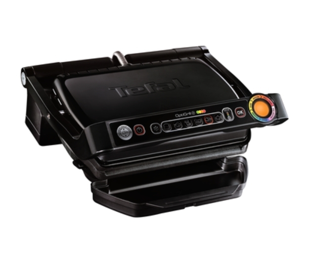 Gratar electric Tefal - OptiGrill+, antiaderent, cu nervuri, negru