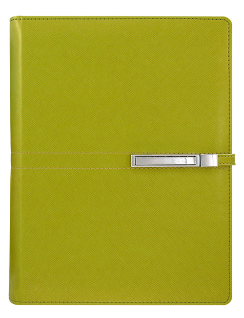 Agenda din piele Alicante Superior A5 - Verde deschis, cu inele si incuietoare