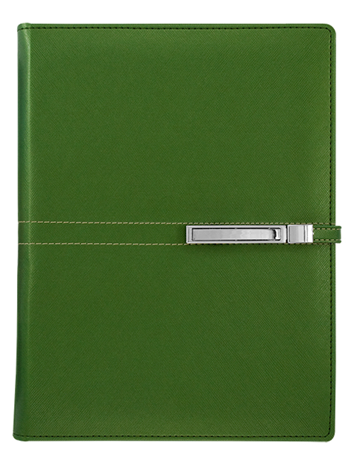 Agenda din piele Alicante Superior A5 - Verde inchis, cu inele si incuietoare