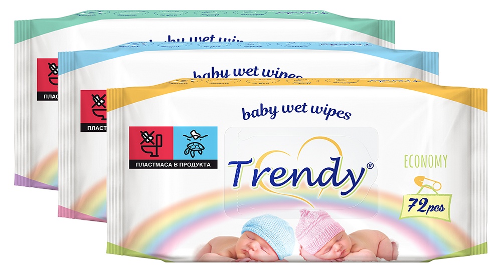 Șervețele umede pentru bebeluși Trendy - 72 buc, sortiment