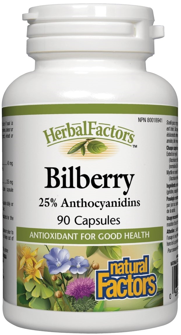 Herbal Factors Bilberry, 90 capsule, Natural Factors