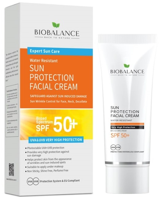 Biobalance Cremă de protecție solară pentru față și decolteu, SPF50+, 75 ml
