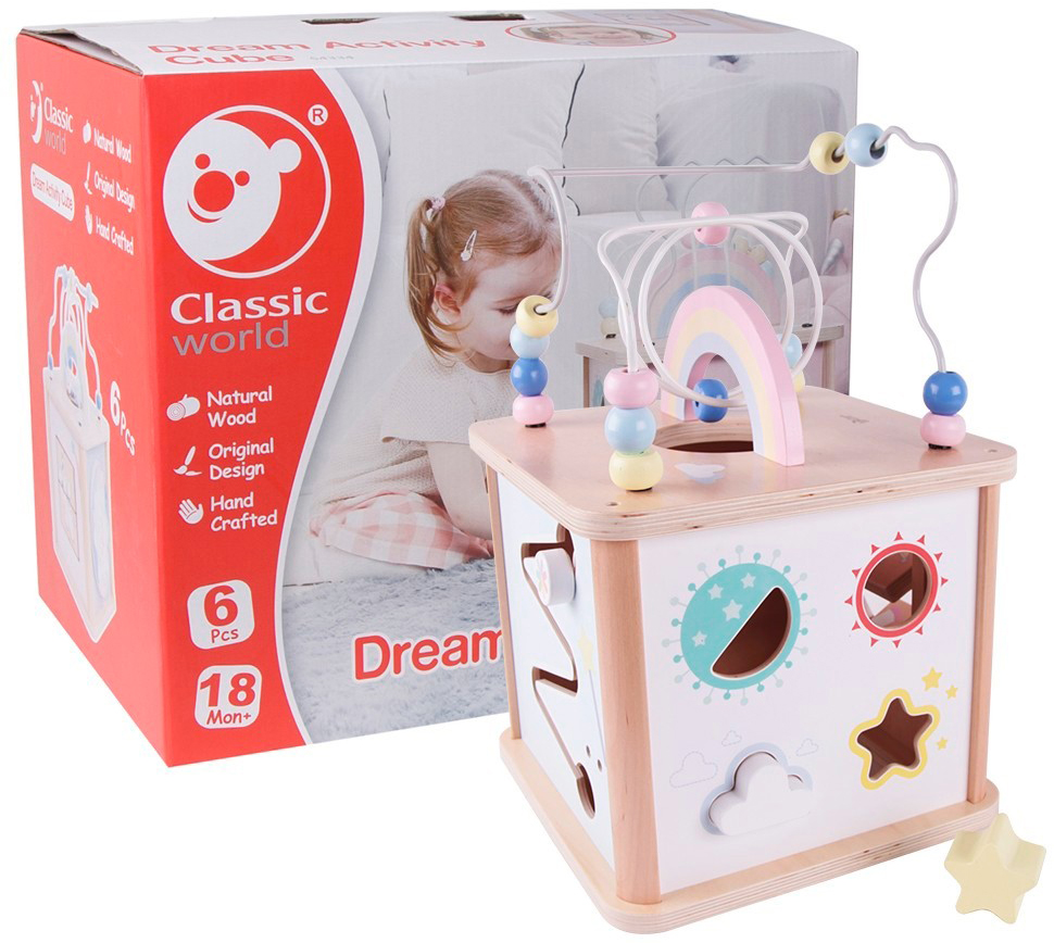 Cub activ  Classic World - Vis, din lemn