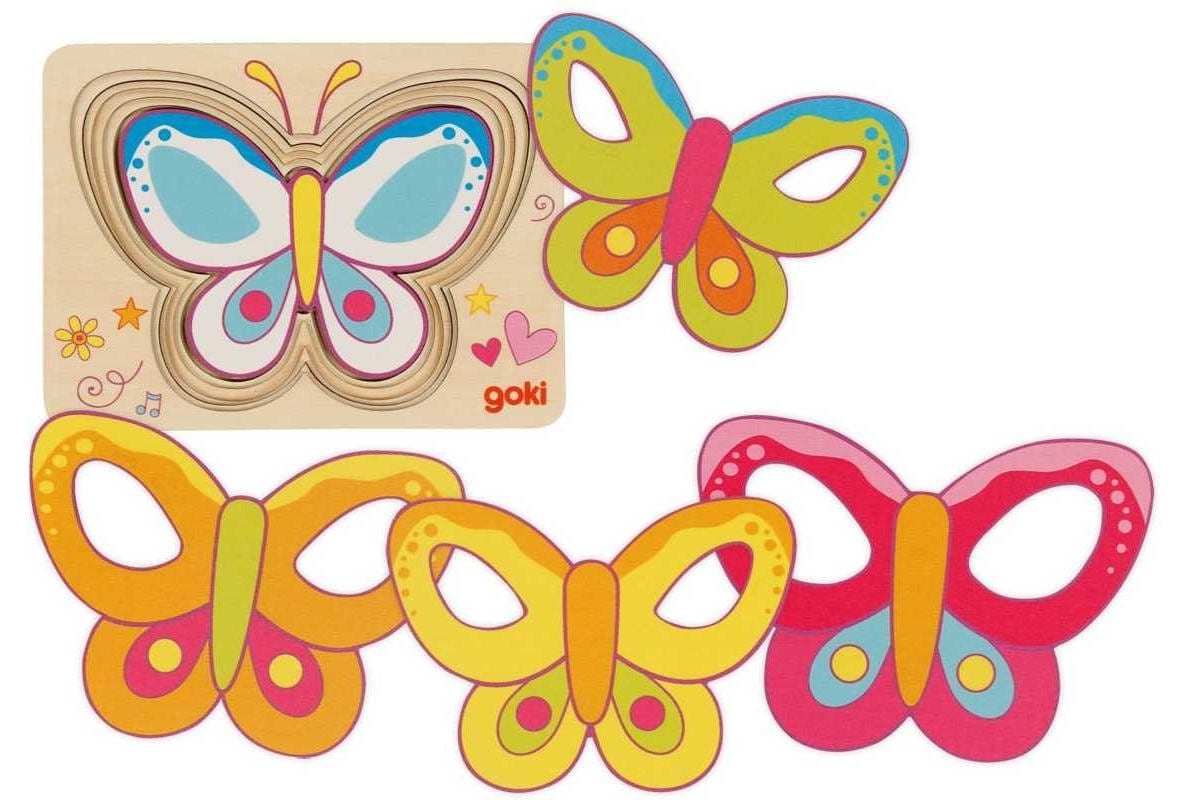 Puzzle din lemn Goki - Fluture, 5 piese