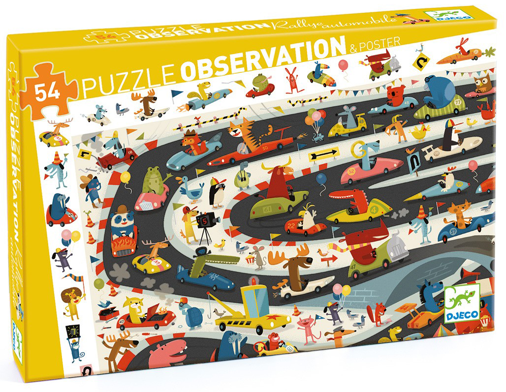Puzzle de observare Djeco din 54 de piese - Car Rally