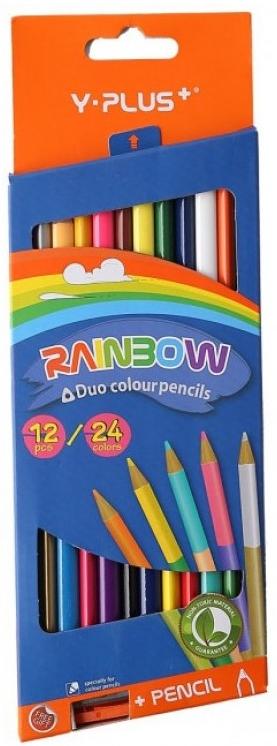 Creioane colorate duble Y-Plus Rainbow - 12 bucăți