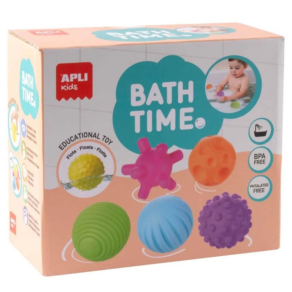 Jucării de baie Apli Kids - Bile senzoriale, 6 bucăți