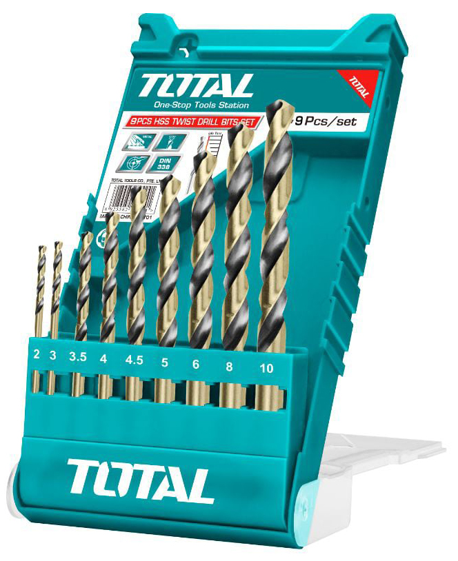Set de burghie TOTAL - HSS, 9 piese