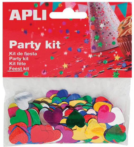 Set confeti  APLI - Inimioare, multicolore, 15 mm