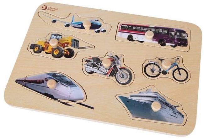 Puzzle din lemn pentru copii Classic World - Puzzle cu vehicule
