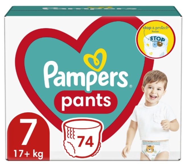 Scutece chilotei Pampers Pants - Maxi Pack, marimea 7, 17+ kg, 74 buc.
