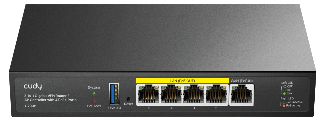 Router Cudy – C200P, Gigabit, PoE, negru