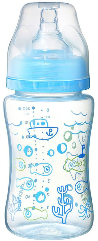 Babyono Sticlă anticolică 240 ml cu gât larg 403 verde