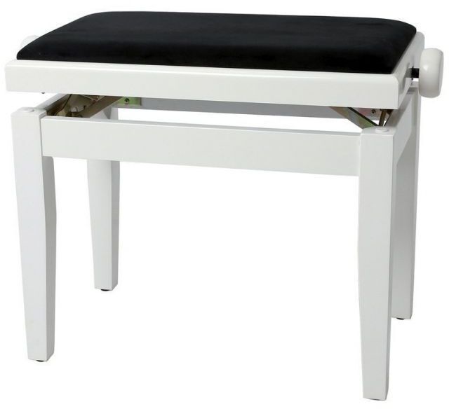 Scaun pentru pian Gewa - White Gloss 130030, alb
