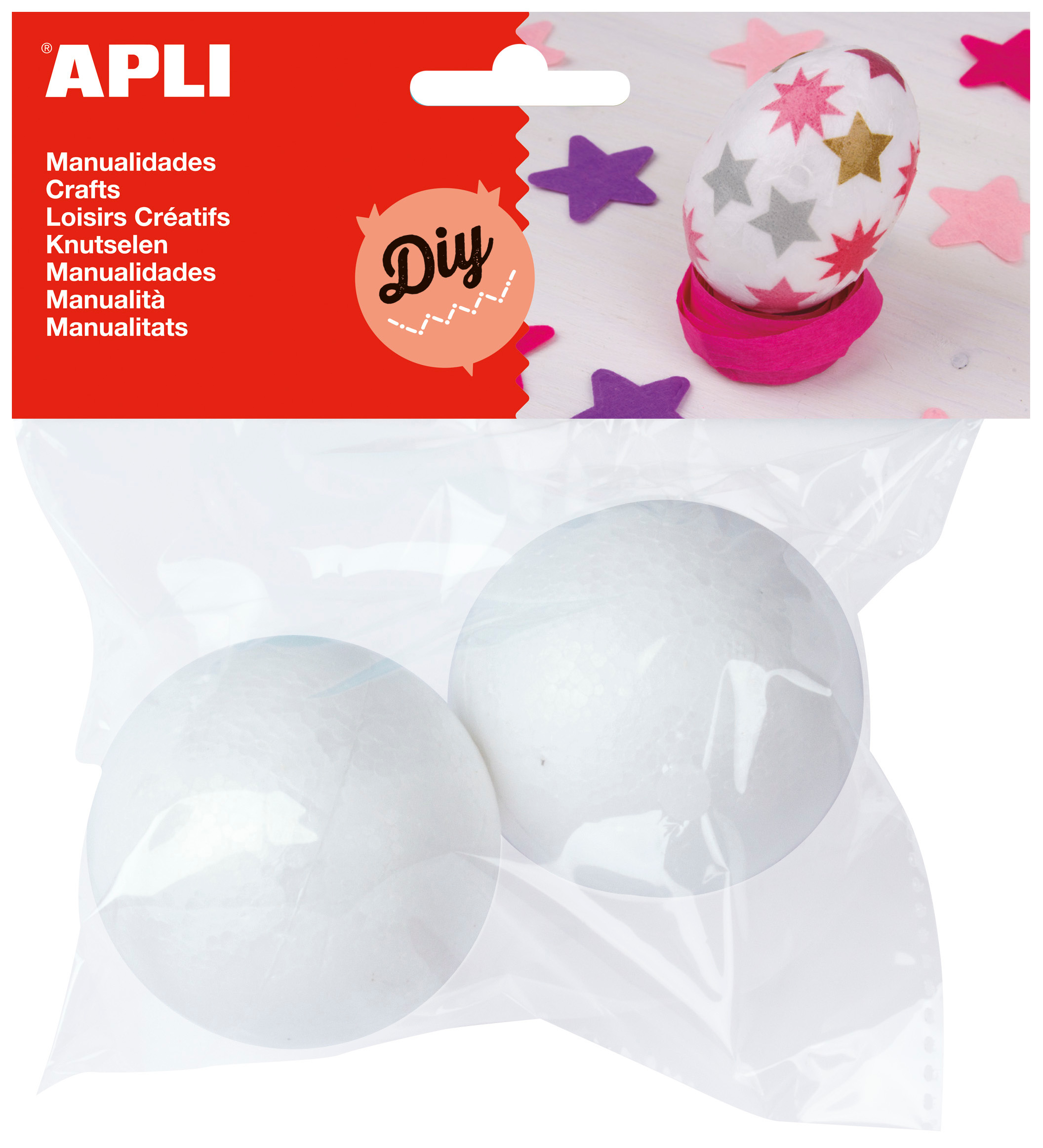 Set creativ APLI - Bile, 60 mm, din polistiren, 2 bucati