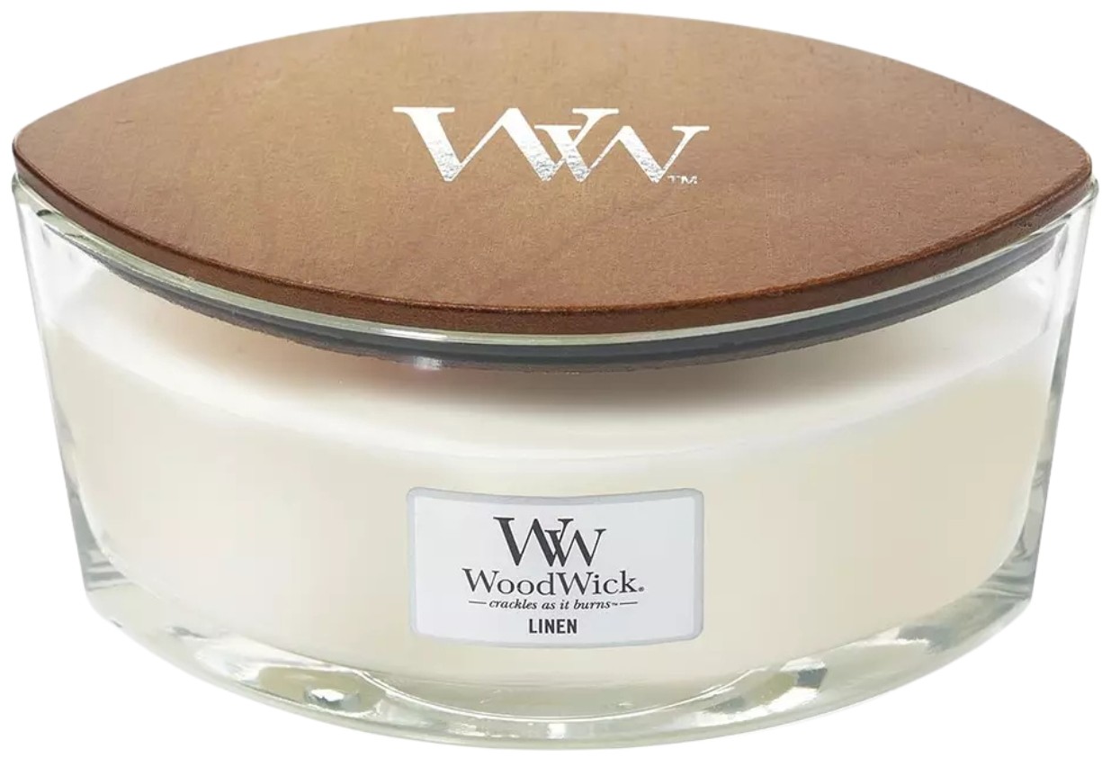 WoodWick Lumânare parfumată Linen, 453.6 g