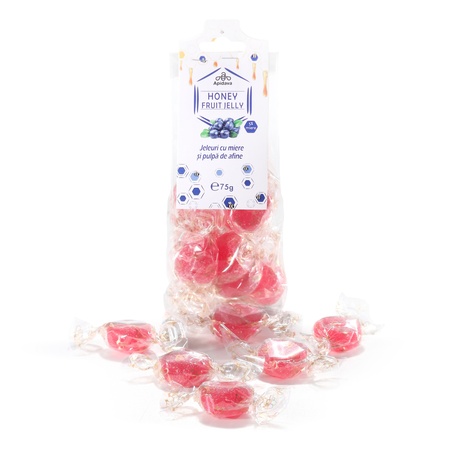 Jeleuri cu 5% miere și pulpă de afine, 75 g, Apidava