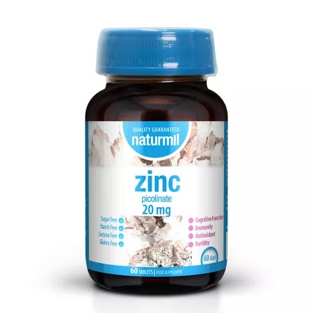 Zinc 20 mg, 60 tablete, Naturmil