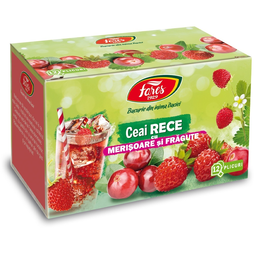 Fares Ceai Rece cu Merișoare și Frăguțe, 12 plicuri