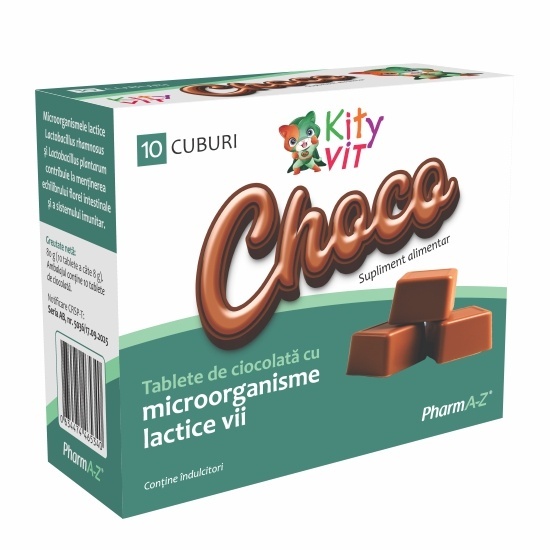 Kityvit Choco Probiotic, 10 tablete de ciocolată