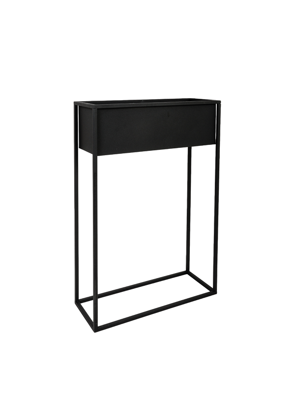 Suport ghiveci flori Marsylia L din metal, negru, 60x23x90 cm