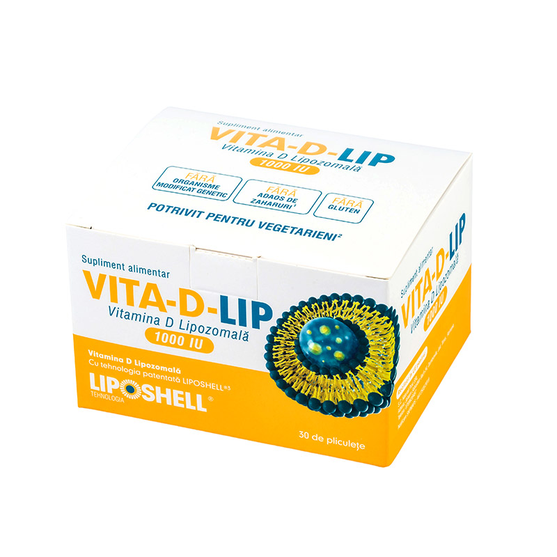 VITA-D-LIP, Vitamina D Lipozomală 1000 IU 30 plicuri, LIPOSHELL®