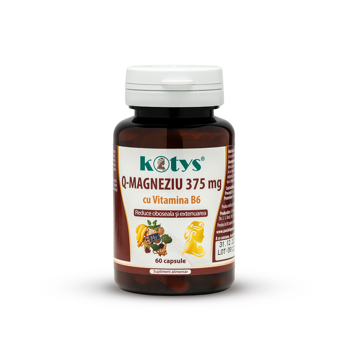 Magneziu 375mg + B6, Kotys, 60 capsule