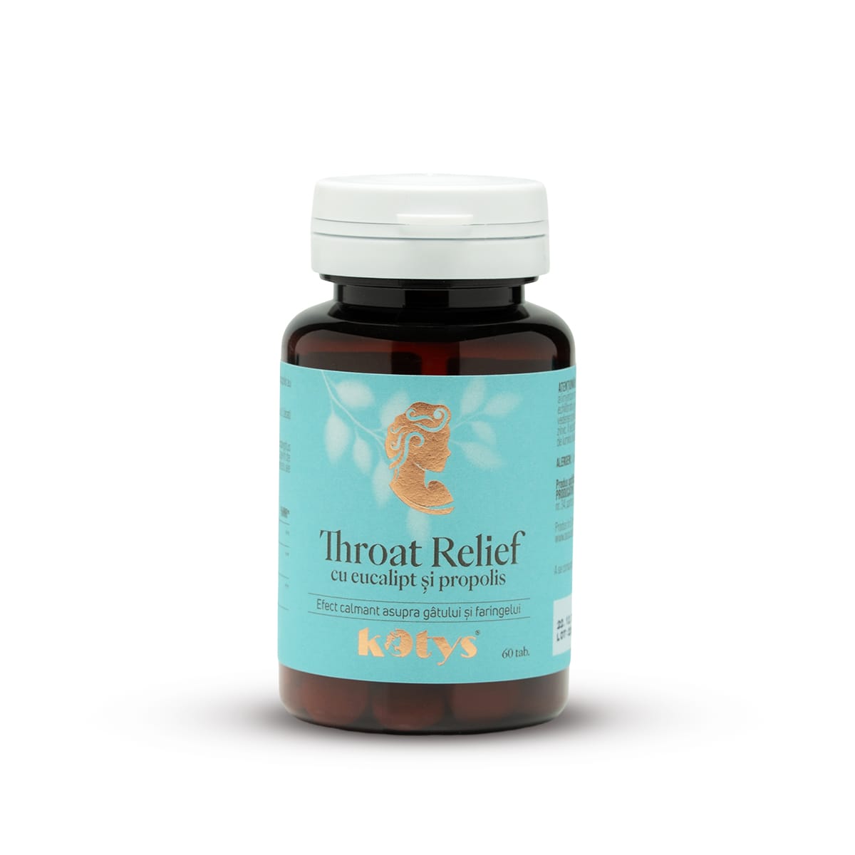 Throat Relief cu eucalipt și propolis -- 60 comprimate pentru calmarea gâtului și faringelui, Kotys