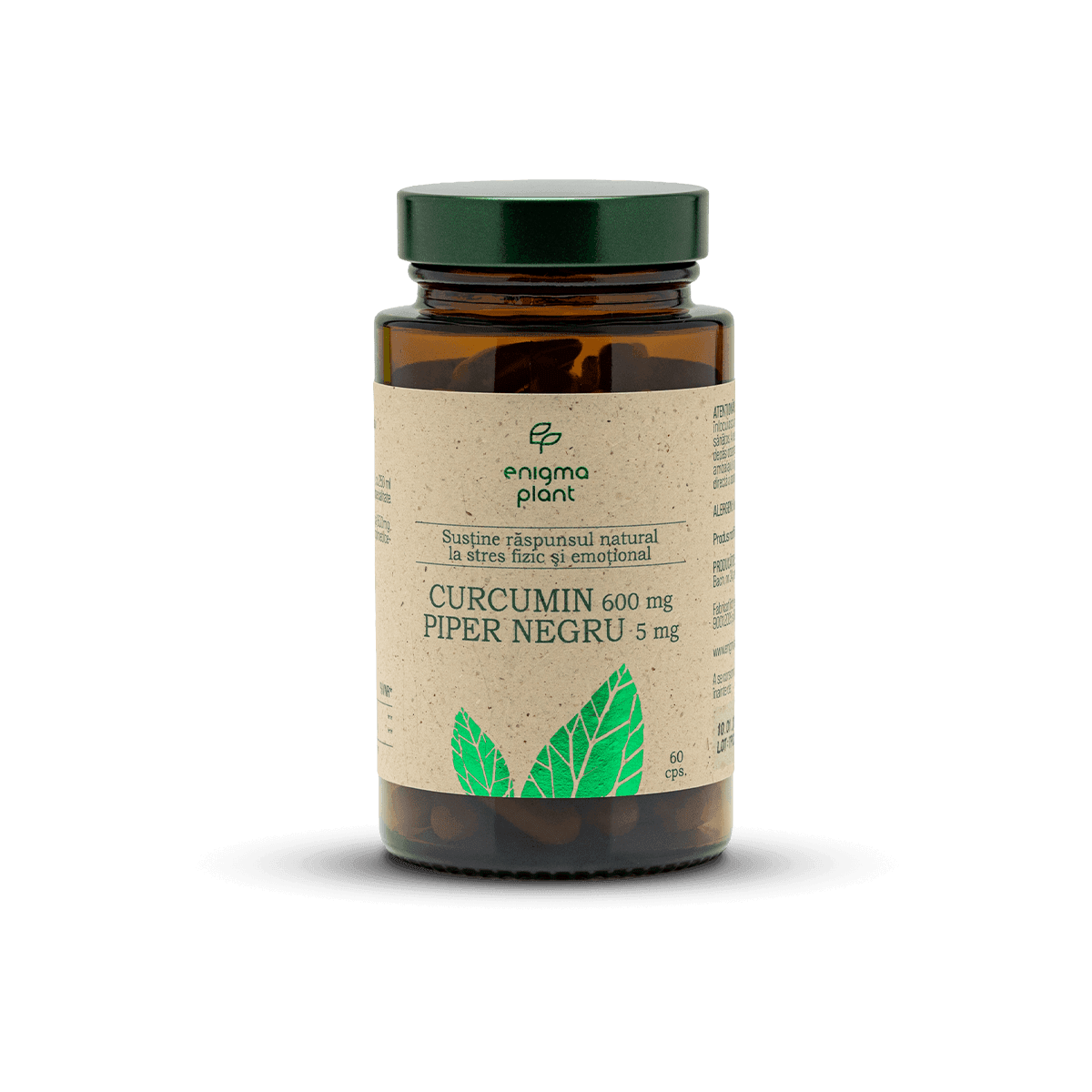 Curcumin cu Piperină, susține răspunsul natural la stres fizic și emoțional, 60 capsule