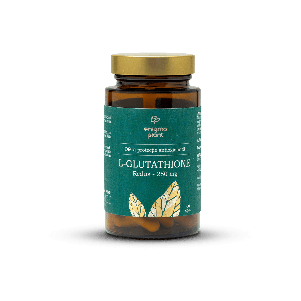 L-Glutathione redus 250 mg, oferă protecție antioxidantă, 60 capsule