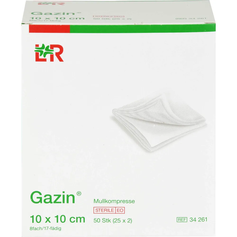 Gazin Mullkomp.10x10 cm steril 8fach 50 St