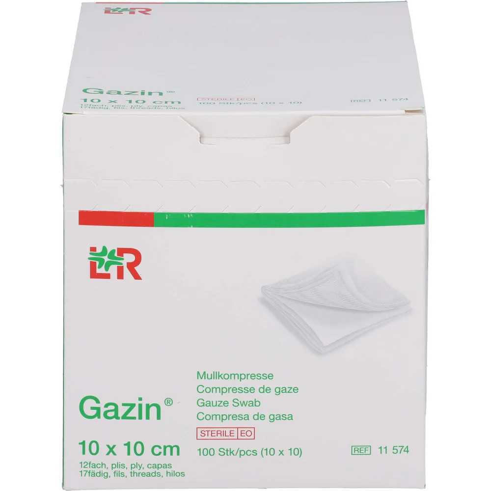 Gazin Mullkomp.10x10 cm steril 12fach 100 St
