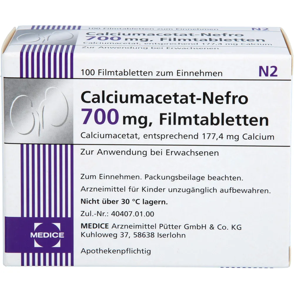 Calciumacetat Nefro 700 mg Filmtabletten 100 St