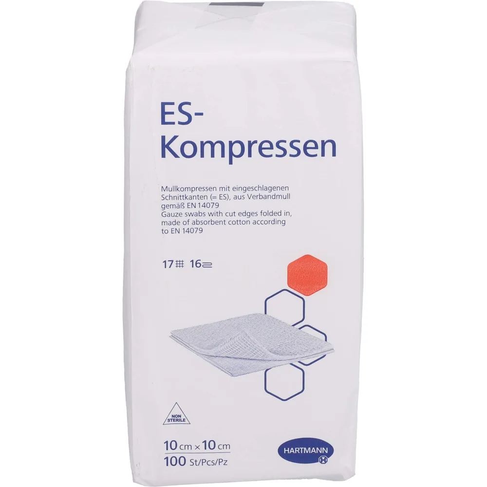 Es-Kompressen unsteril 10x10 cm 16fach 100 St