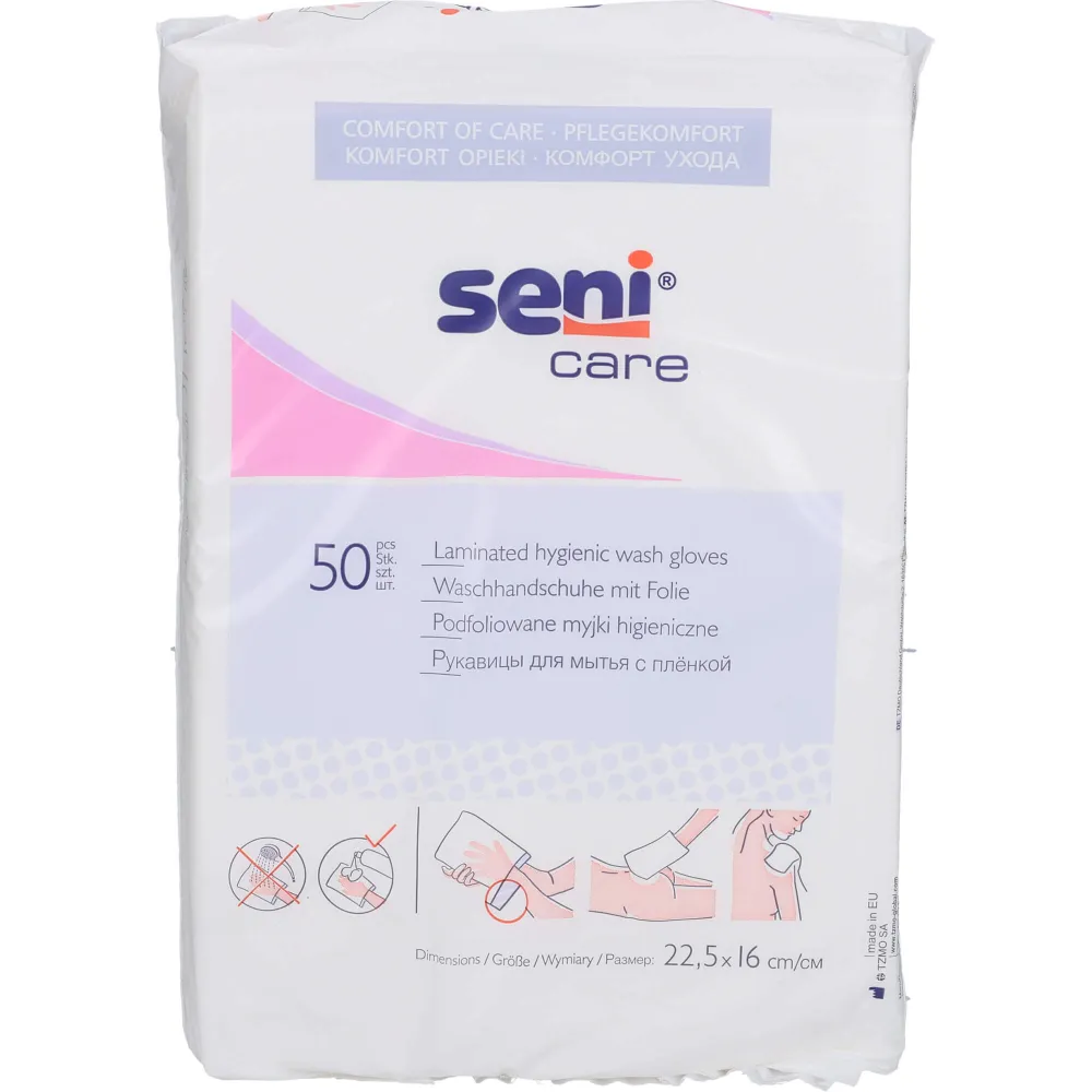 Seni Waschhandschuhe mit Folie 50 St
