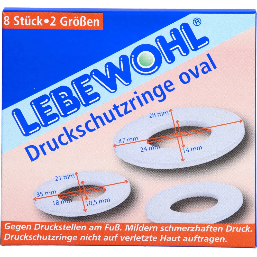 Lebewohl Druckschutzringe oval 8 St