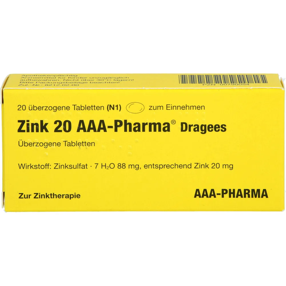 Zink 20 Aaa-Pharma Dragees 20 St