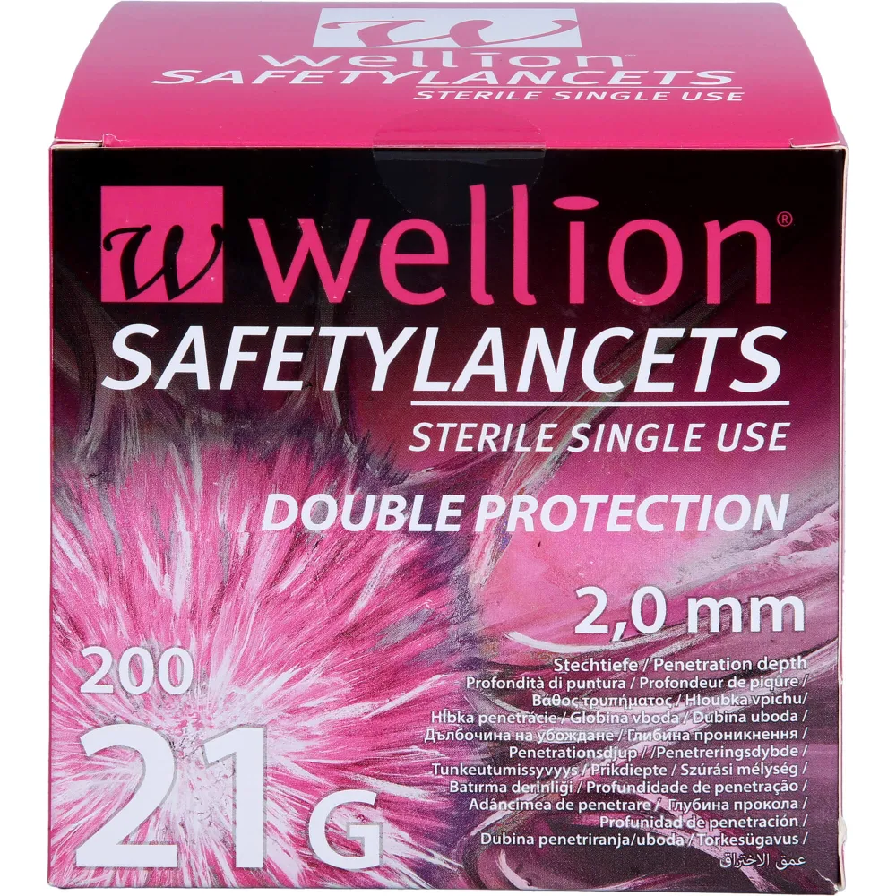 Wellion Safetylancets 21 G 2 mm Sicherheit.Lanz. 200 St