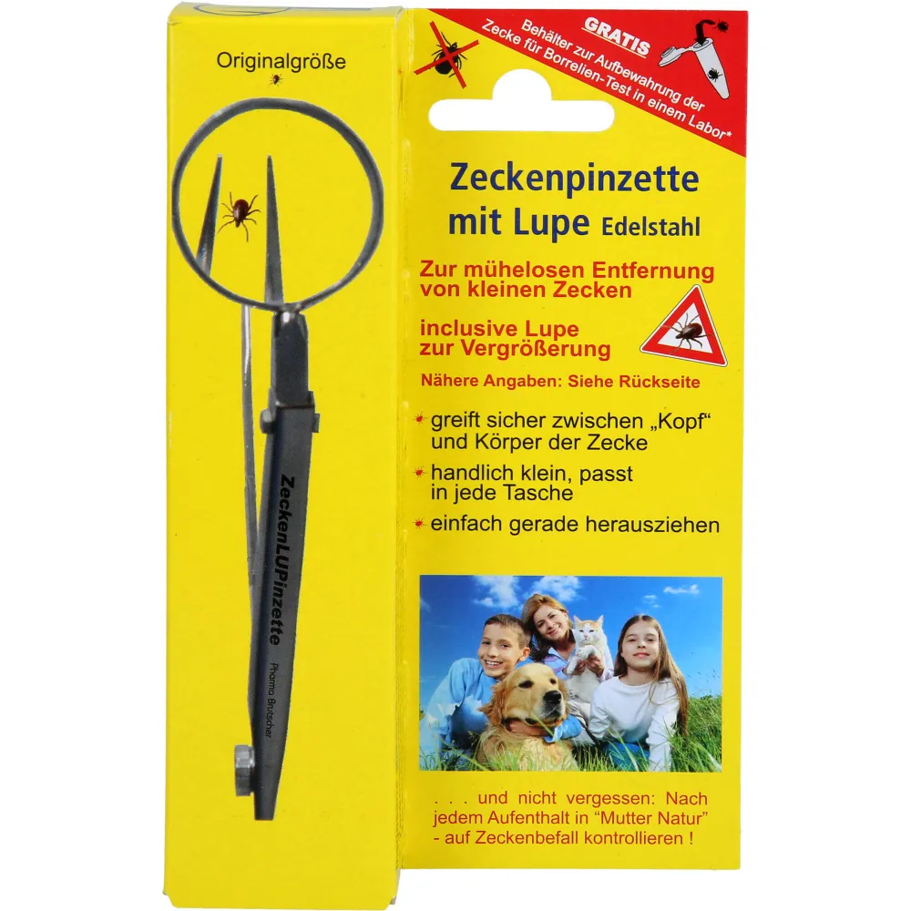 Zeckenpinzette Chirurgenstahl mit Lupe 1 St