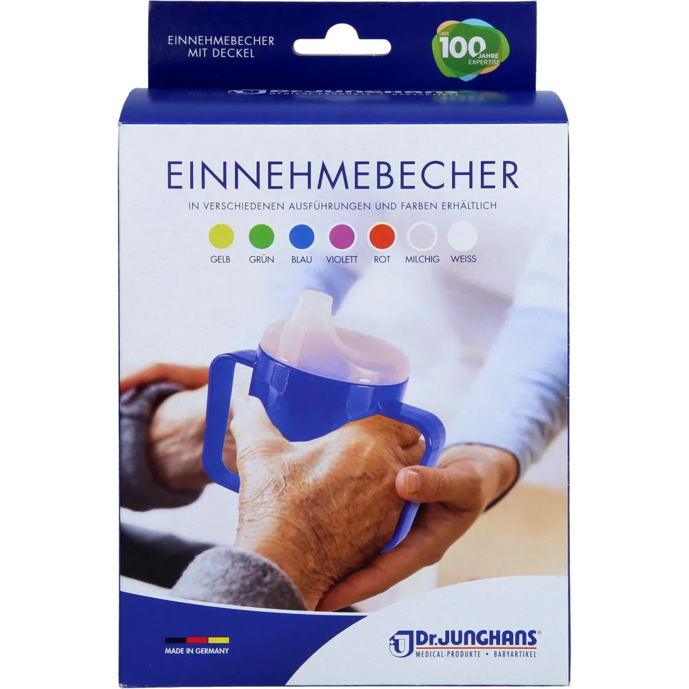 Einnehmebecher m.2 Griffen+Deckel 4mm blau 1 St