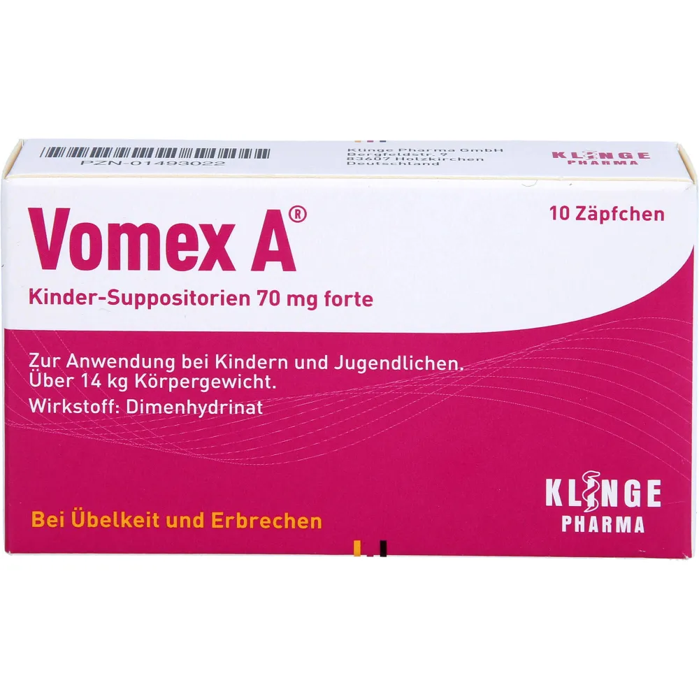 Vomex A Kinder-Suppositorien 70 mg forte 10 St