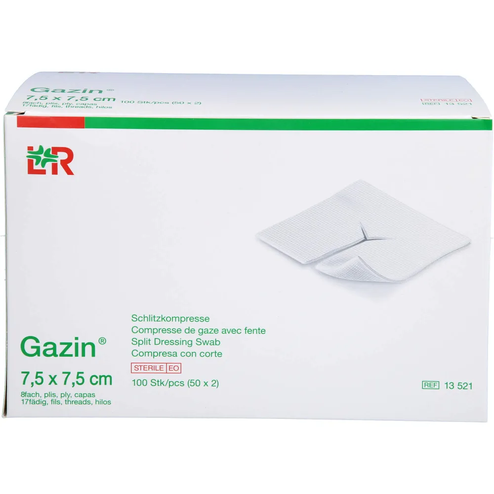 Gazin Schlitzkompressen 7,5x7,5 cm steril 8fach 100 St
