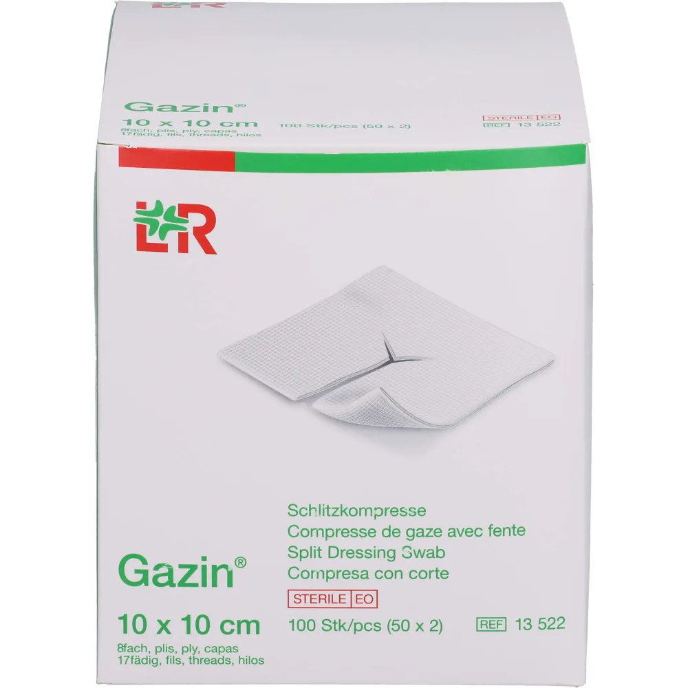 Gazin Schlitzkompressen 10x10 cm steril 8fach 100 St