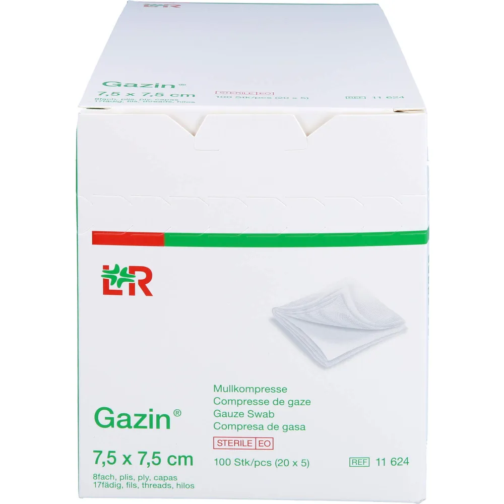 Gazin Mullkomp.7,5x7,5 cm steril 8fach 100 St