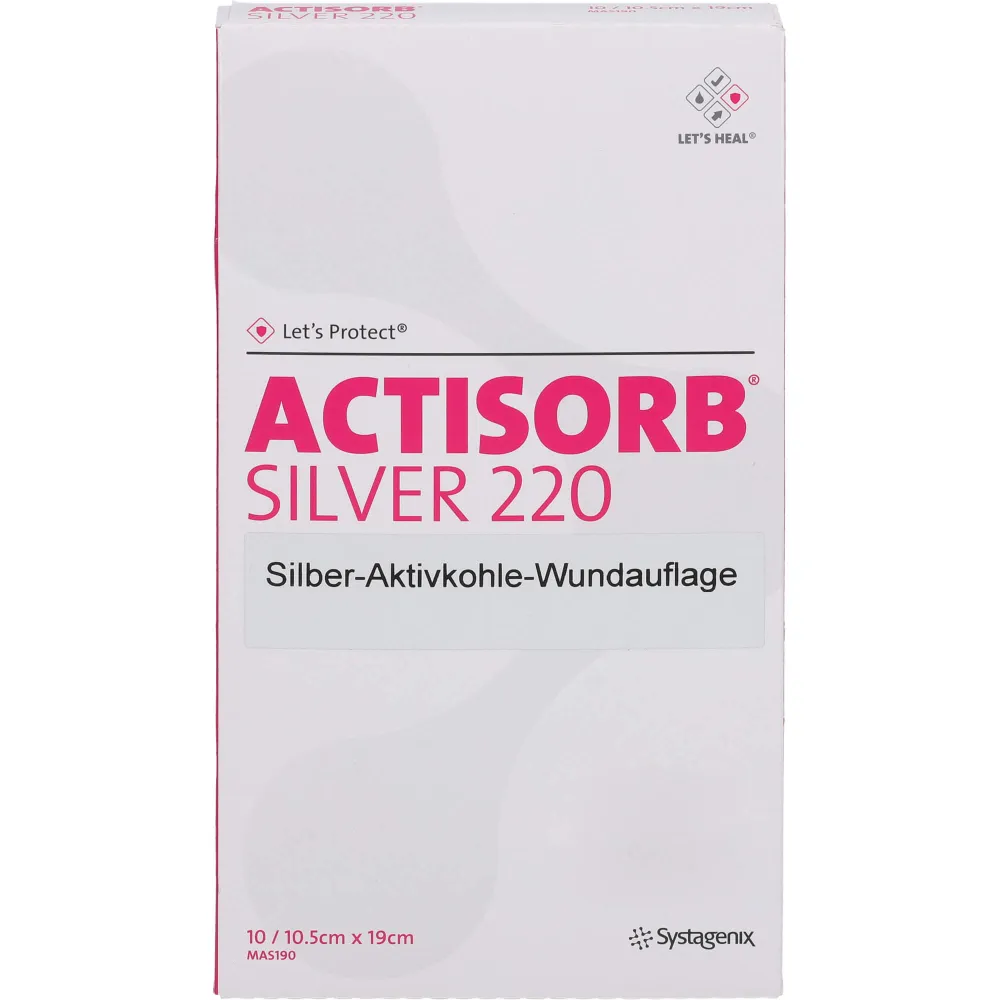 Actisorb 220 Silver 10,5x19 cm steril Kompressen 10 St