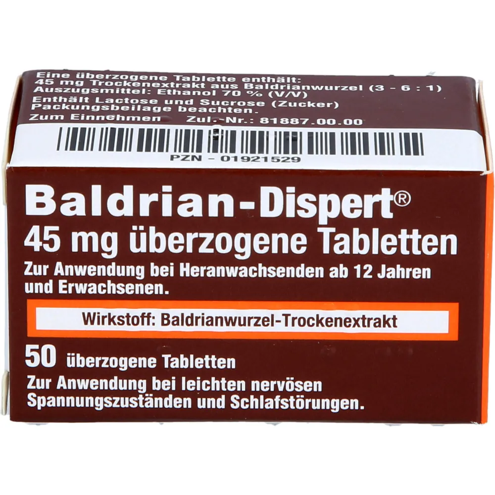 Baldrian Dispert 45 mg überzogene Tabletten 50 St