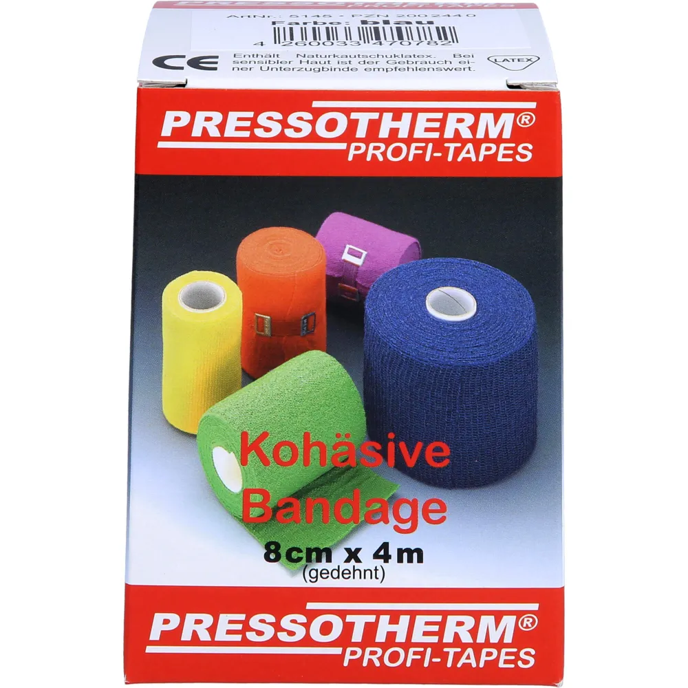 Pressotherm Kohäsive Bandage 8 cmx4 m blau 1 St